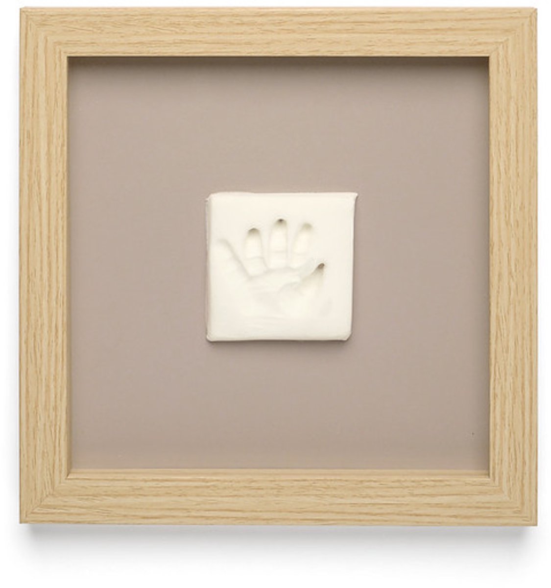 Happy Hands - Stijlvolle Houten Baby Afdruklijst – Hand- & Voetafdruk Set met Klei – Plexiglas Bescherming – Modern Design – Perfect Kraamcadeau – 22x22 cm