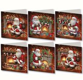 6 Diamond Painting Kerstkaarten - 15x15cm - Christmas kaarten met enveloppen - Diamond painting complete set