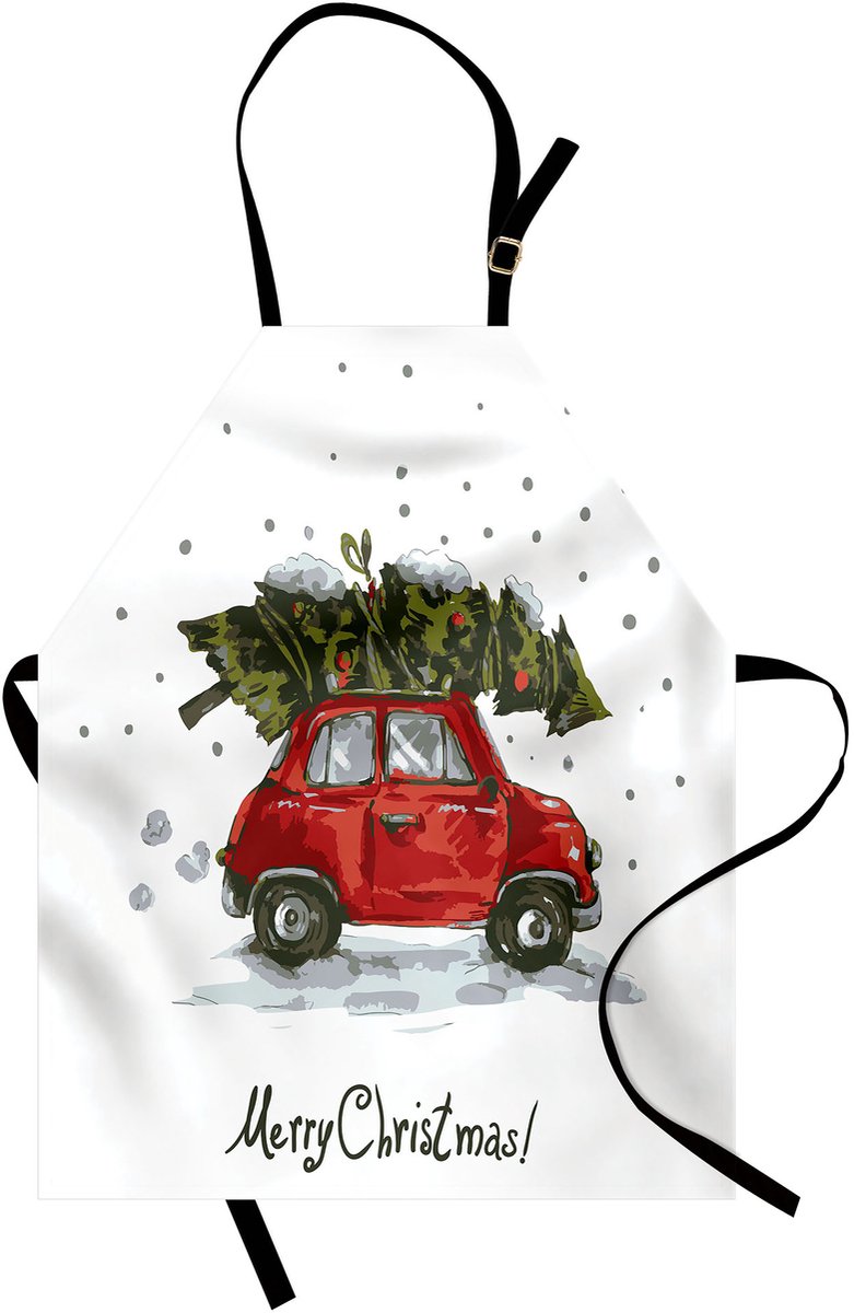 New Bed Kerstmis Retro auto met boom Waterdicht Schort voor Dagelijks en Professioneel Gebruik, 78x66cm