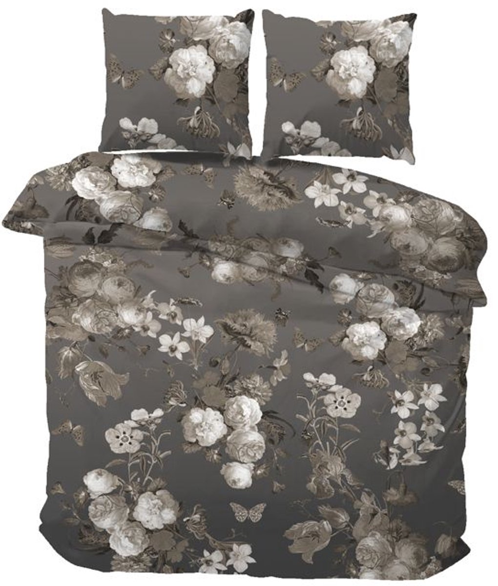 iSleep Flanel Dekbedovertrek Gerrie - Litsjumeaux - 240x200/220 cm - Grijs