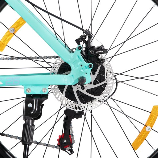 Bamcbase Sedona voorvering mountainbike - 26" - aluminium frame - 21 versnellingen - handrem - mechanische schijfremmen - Bell - spatborden - groen van Bamcbase — afbeelding 4