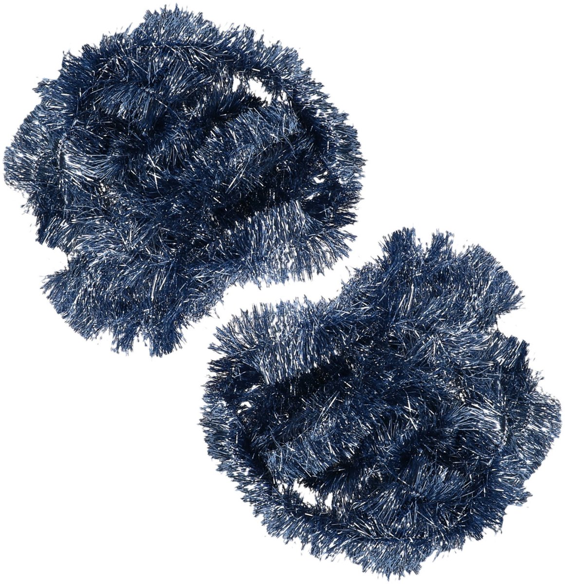 Donkerblauwe kerstboom slingers - 2x stuks - 270 cm - lametta guirlande.