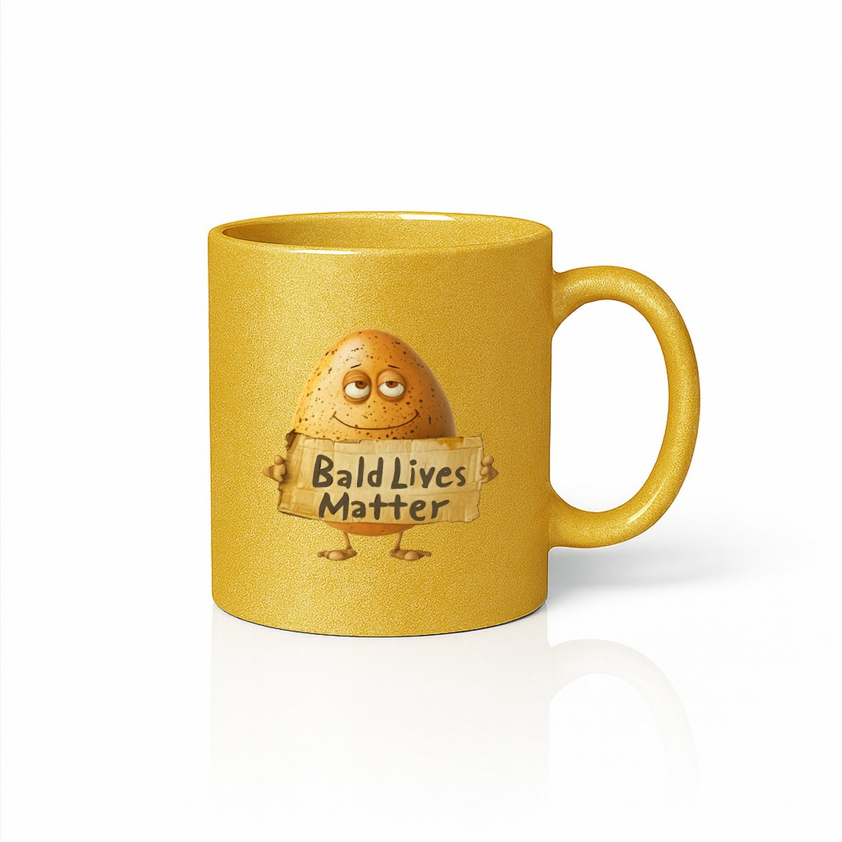 Gouden Mok 330ml – “Bald Lives Matter” Grappige Cartoon Kale Karakter Koffiebeker