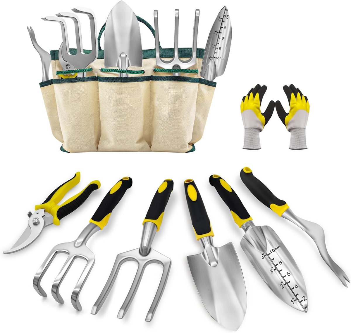 Tuingereedschapset 8-delig Tuingereedschap met tuintas Tuinhandschoenen Tuingereedschap met snoeischaar Schep Hark Tuinsets voor tuinonderhoud