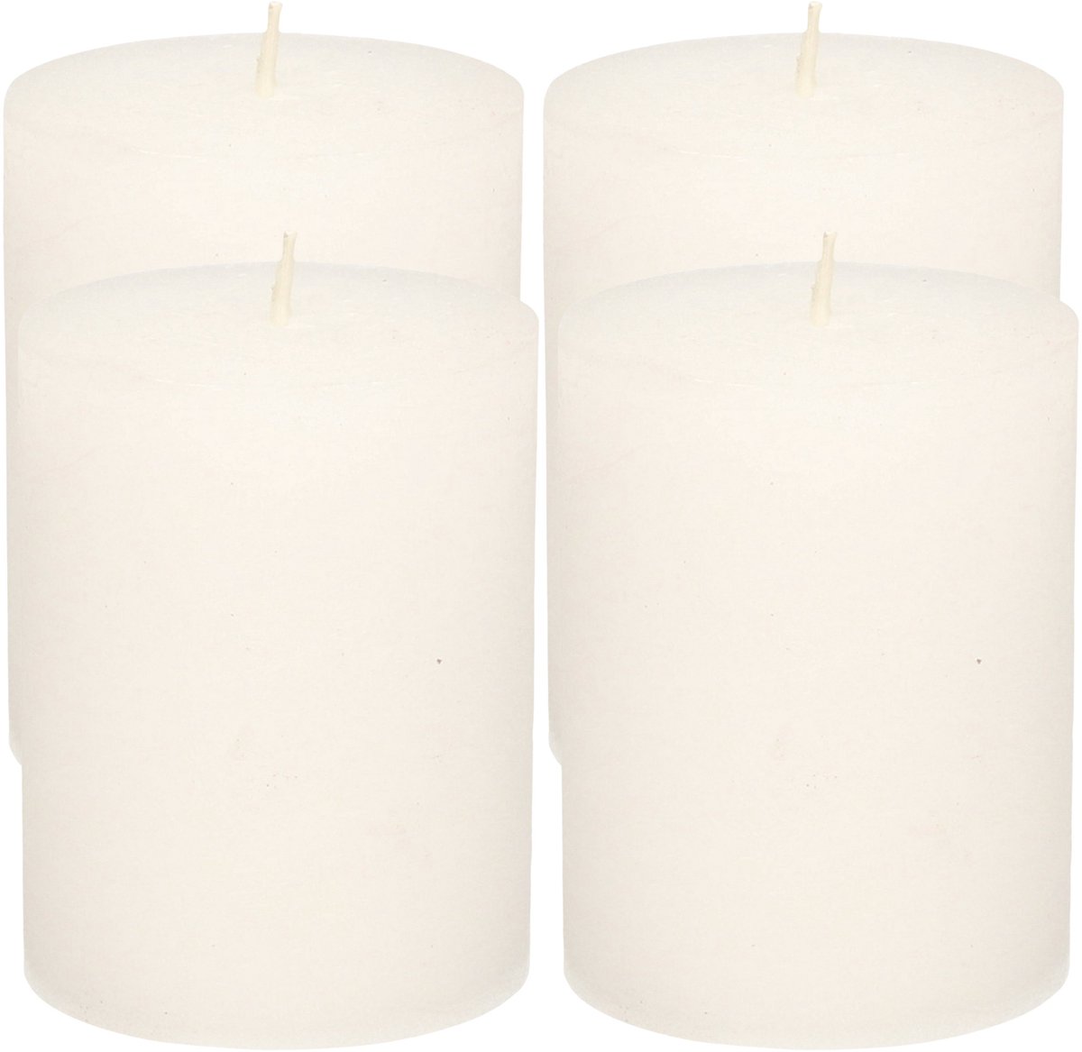 Atmosphera Stompkaars - 4x - wit - 7 x 9 cm - middel rustiek model - cilinderkaars - kaars