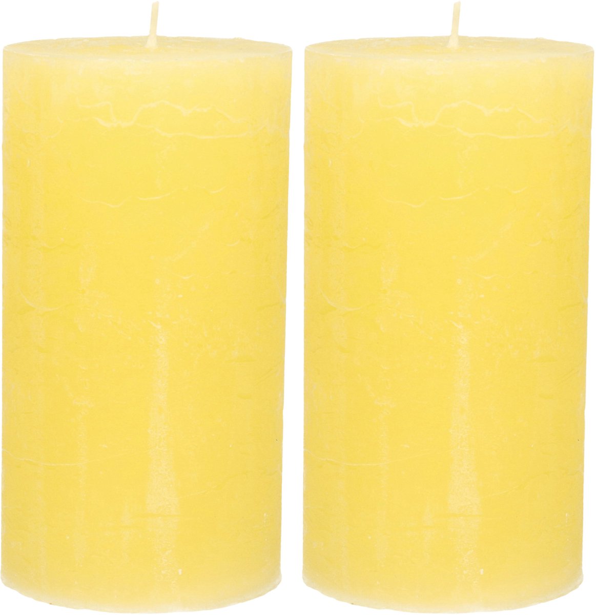 Atmosphera Stompkaars - 2x - geel - 7 x 13 cm - rustiek model - cilinderkaars - kaars
