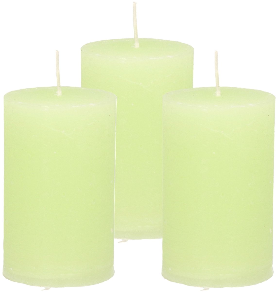 Atmosphera Stompkaars - 3x - lime groen - 5 x 8 cm - klein rustiek model - cilinderkaars - kaars
