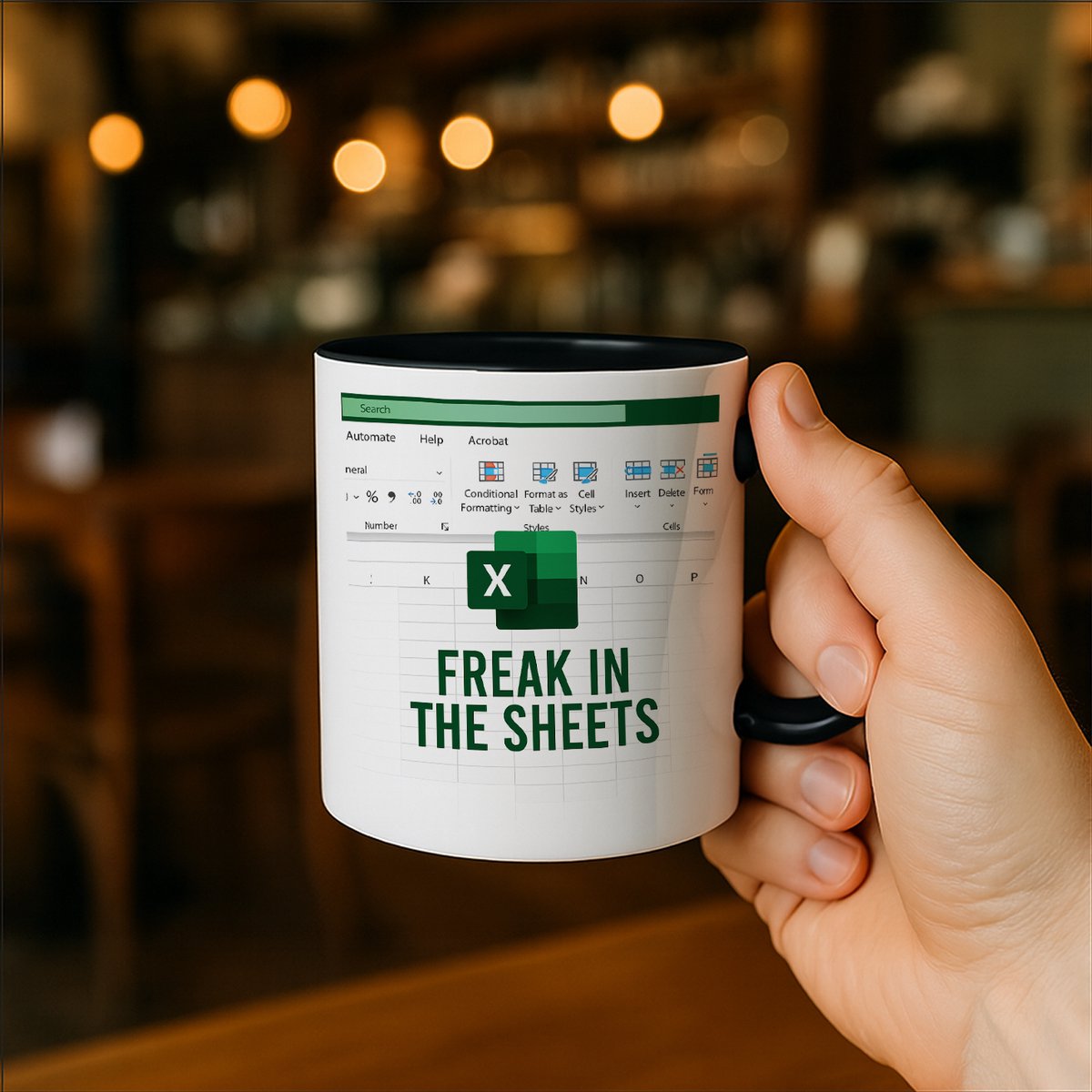 Freak in the Sheets Mok 330ml – Witte Keramische Koffiemok met Zwarte Oor – Grappig Kantoor Excel Geïnspireerd Design Cadeau voor Collega’s & Spreadsheet Liefhebbers — cadeau in Cadeau-ideeën - foto 2