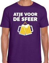 Atje voor de sfeer feest t-shirt paars voor heren L