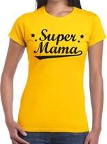 Super mama cadeau t-shirt geel dames M