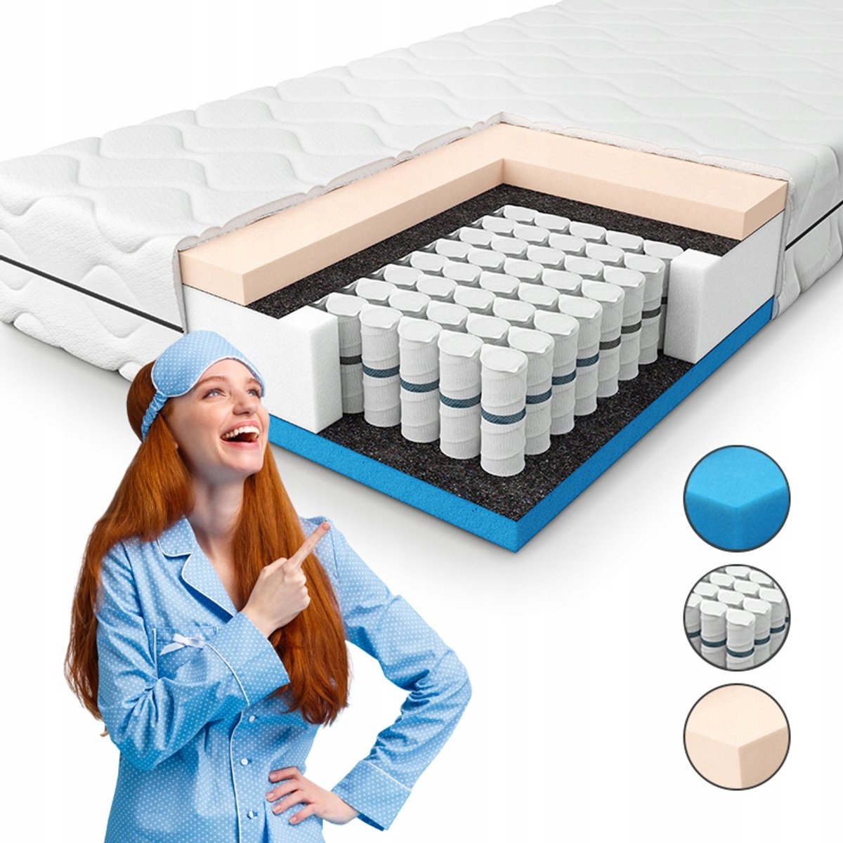 Pan Materac Solid Support Matras 90x200 - Hard, Pocketvering