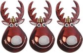 3x Kersthangers figuurtjes rendier Rudolph rood 11 cm - Rendieren thema kerstboomhangers