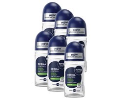 NIVEA MEN Derma Control Sensitive Anti-Transpirant Deo Roller - Deodorant - 72u Bescherming - Voordeelverpakking 6 x 50ml
