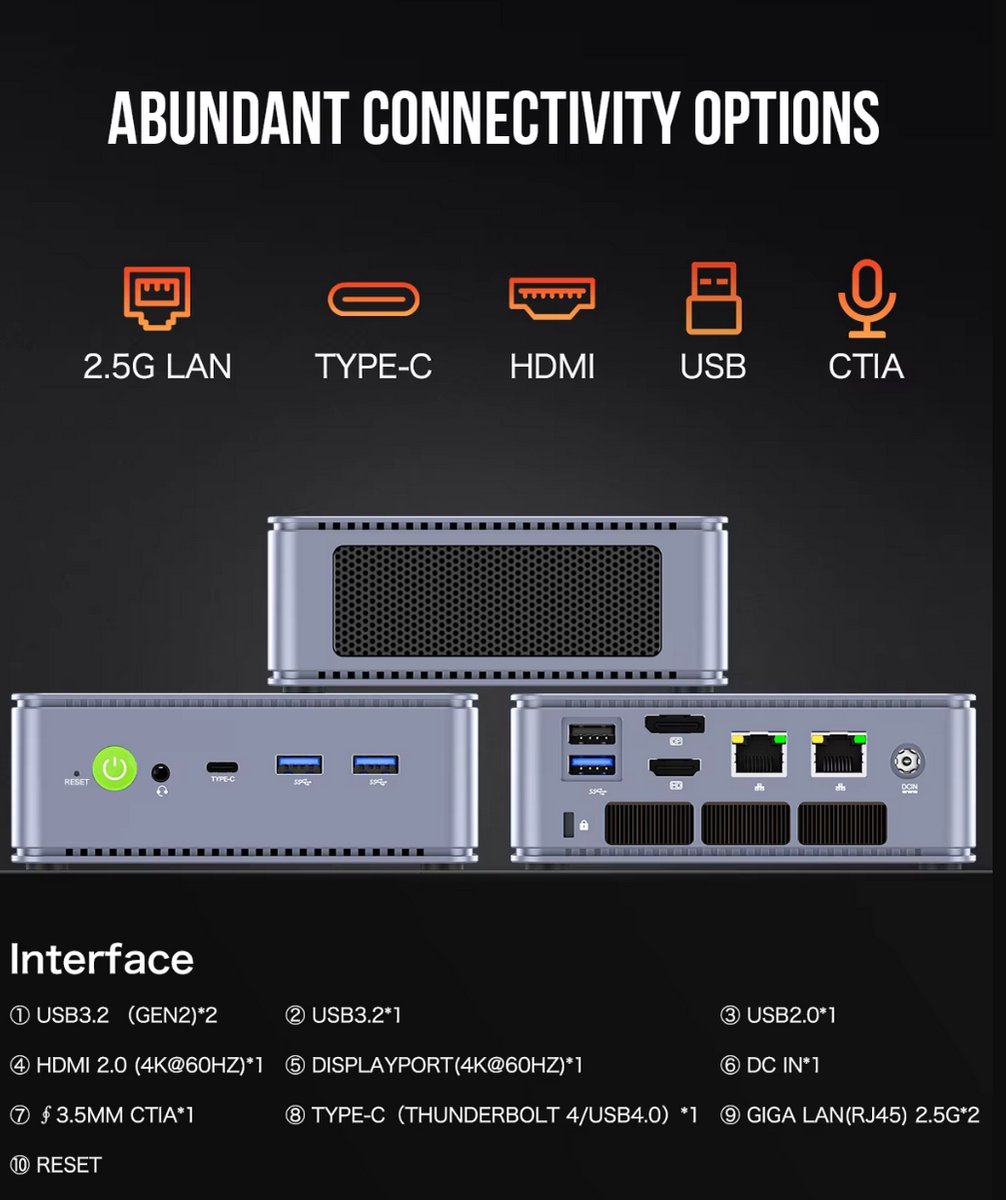 GMKtec K6 Mini PC – AMD Ryzen 7 7840HS (8-Core, 16-Thread) – 16GB