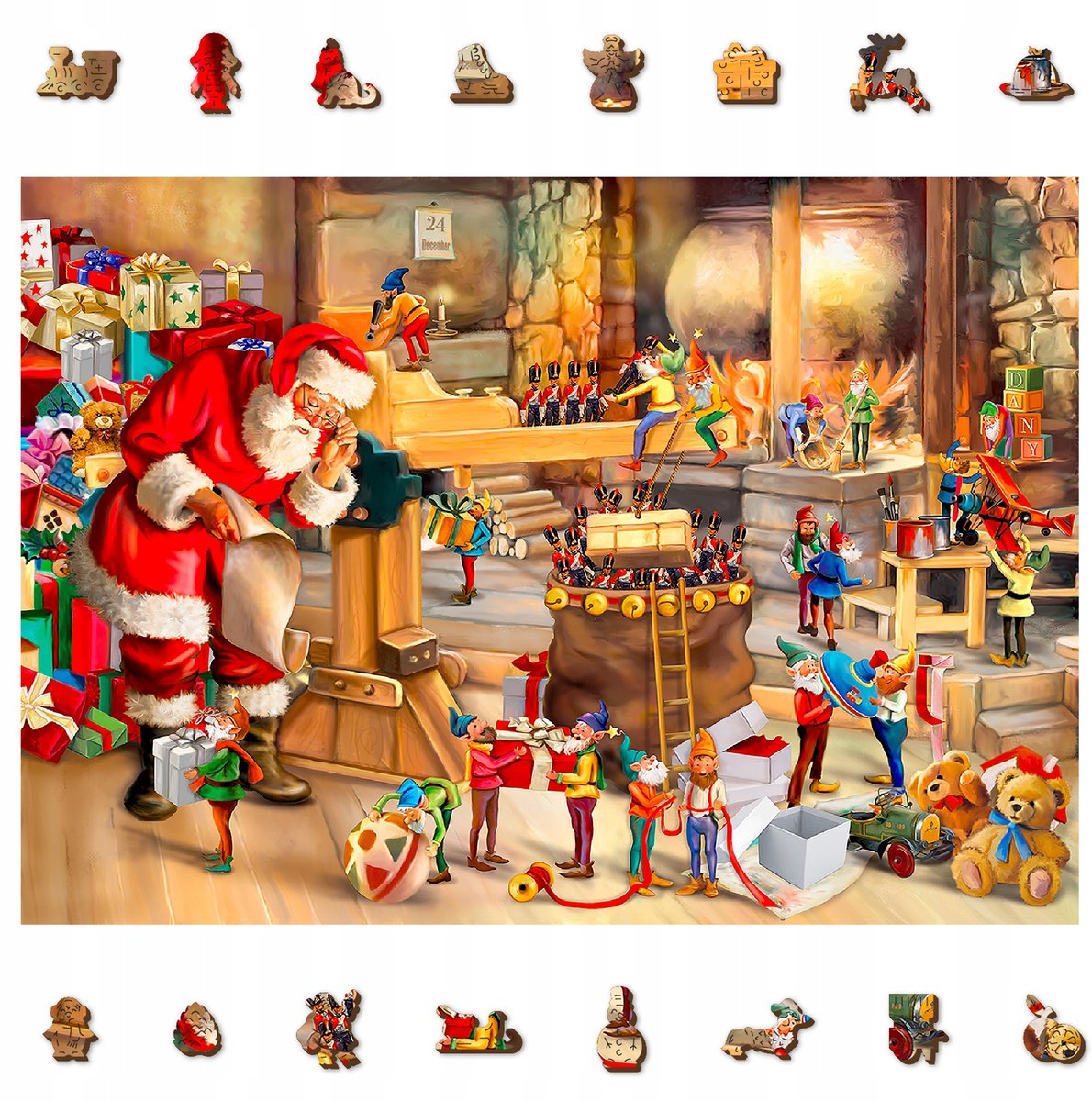 Houten kerstpuzzel 1010 stukjes - Kerstworkshop van de Kerstman