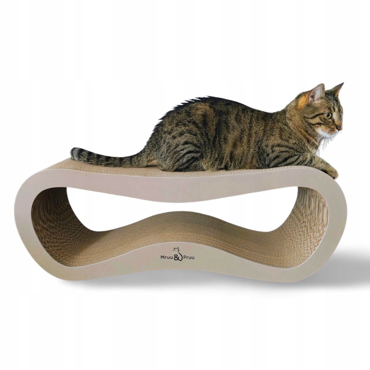 Mruu&Pruu GROOT KATTENKRAASBED Kattenmand Krabplank Krabpaal Karton Krabmand Kattenbed 78x28x24 cm CAPPUCINO thumbnail 4