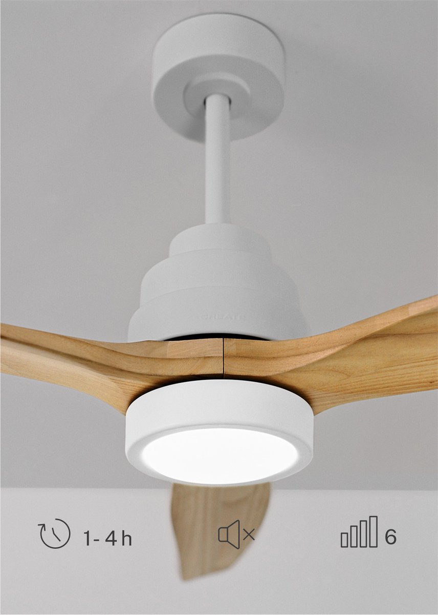 CREATE - Plafondventilator 40W silent 100% hout - Wit / Licht hout - Ø152cm - Met licht - WIFI + Afstandsbediening - WIND STYLANCE – foto 5