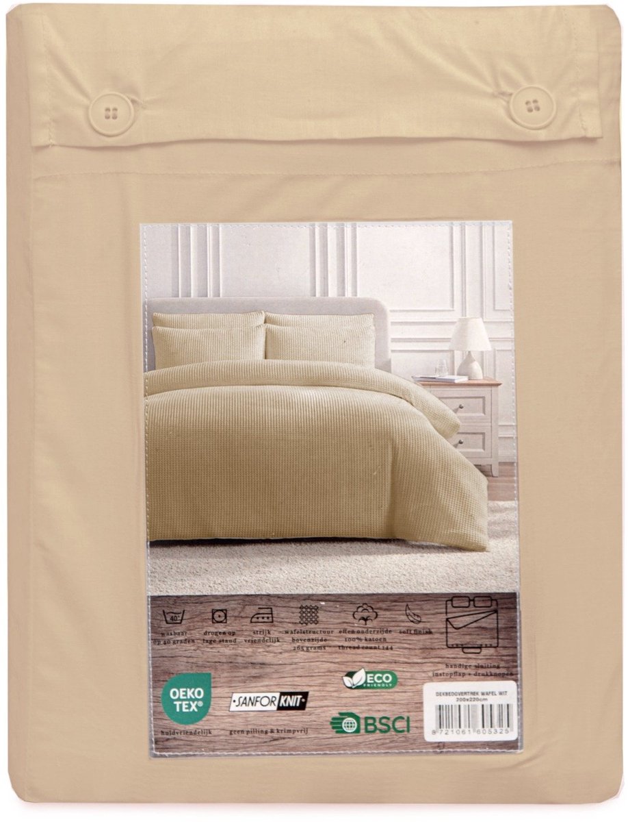 Beau Maison Wafel Dekbedovertrek Taupe 140x200/220 cm + 1 kussensloop