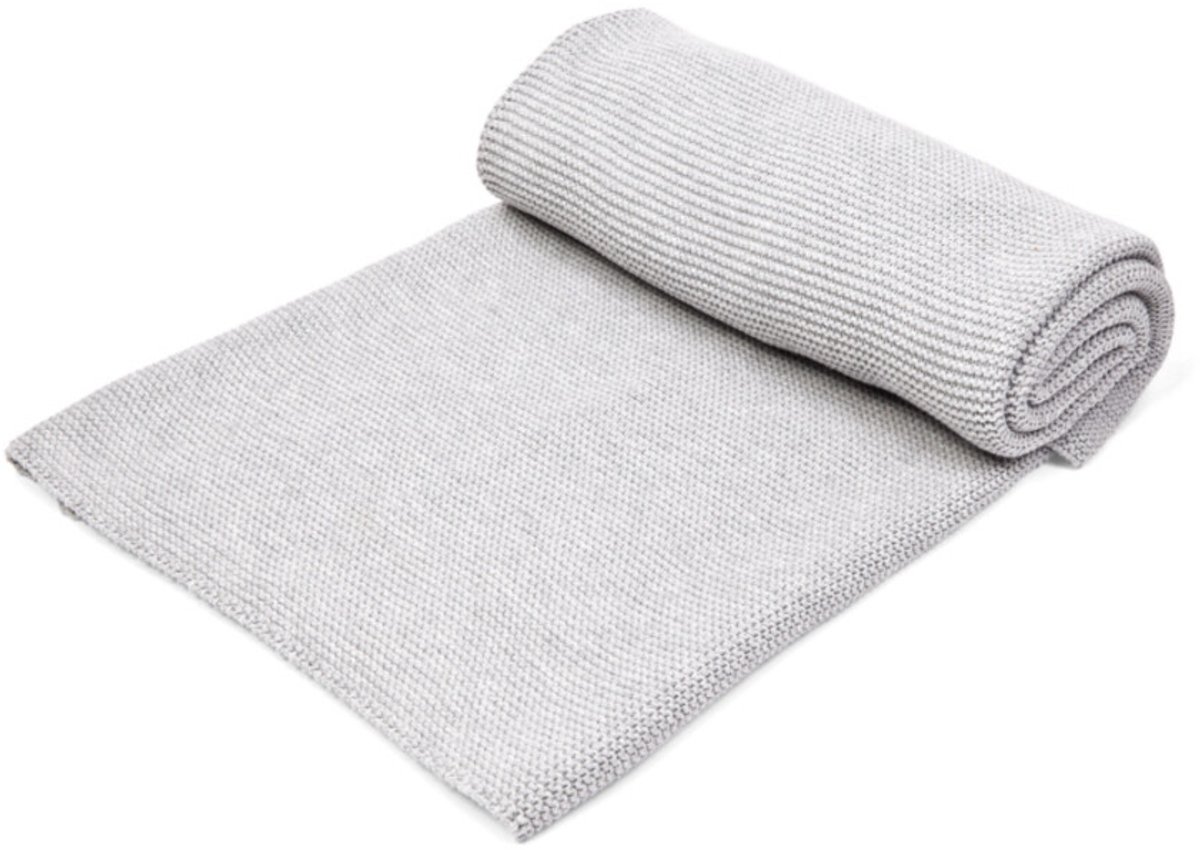 Ledikant deken met zachte glans Light Grey Melange (wit gevoerd)