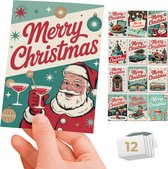Inspra Studio – Luxe Kerstkaarten met Enveloppen – 12 Stuks – Jaren 50 Wenskaarten Set 1+2 – Artistieke Illustraties met Nostalgische Retro Stijl