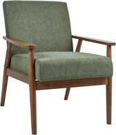 ESRUM - Fauteuil - Groen/Donkerbruin - Polyester/Rubberhout