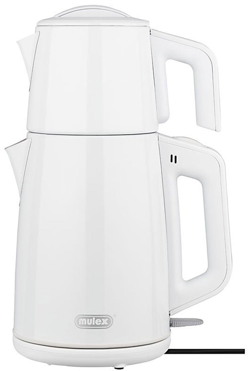 Mulex | MX051 Tea express | elektrische Turkse theepot | Wit Rvs | - 2.0L + 1.2L | Led-indicator | 360° basis | 1650 W