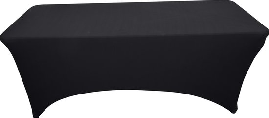 Nappe extensible HOME It® pour tables pliantes longues, noire, s'adapte aux pieds de la table, résistante, coupe lisse, élégante pour buffet ou présentation.