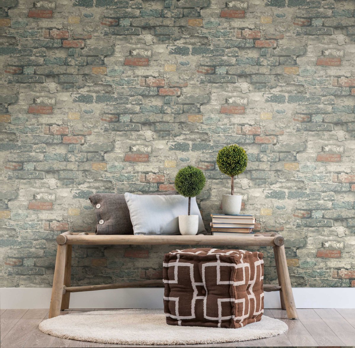 Zelfklevend behang Brick Alley - RoomMates - Muurstickers - Bruin - Vinyl