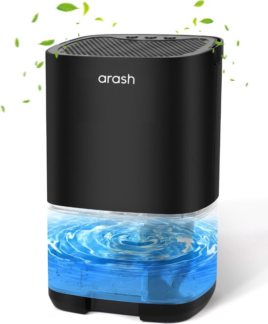 arash® Luchtontvochtiger - Ontvochtigd 450ML Per Dag - 2-in-1 Luchtreiniger Dehumidifier - Stil - Slaapkamer / Badkamer / Huis - Coloured LED - Zwart