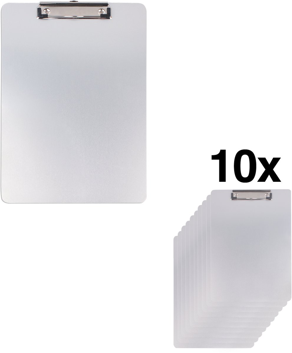 DESQ® Aluminium Klembord A4 - Set 10 stuks - Magnetische Achterkant - Vochtbestendig - Ophangoog - 226 x 319 mm