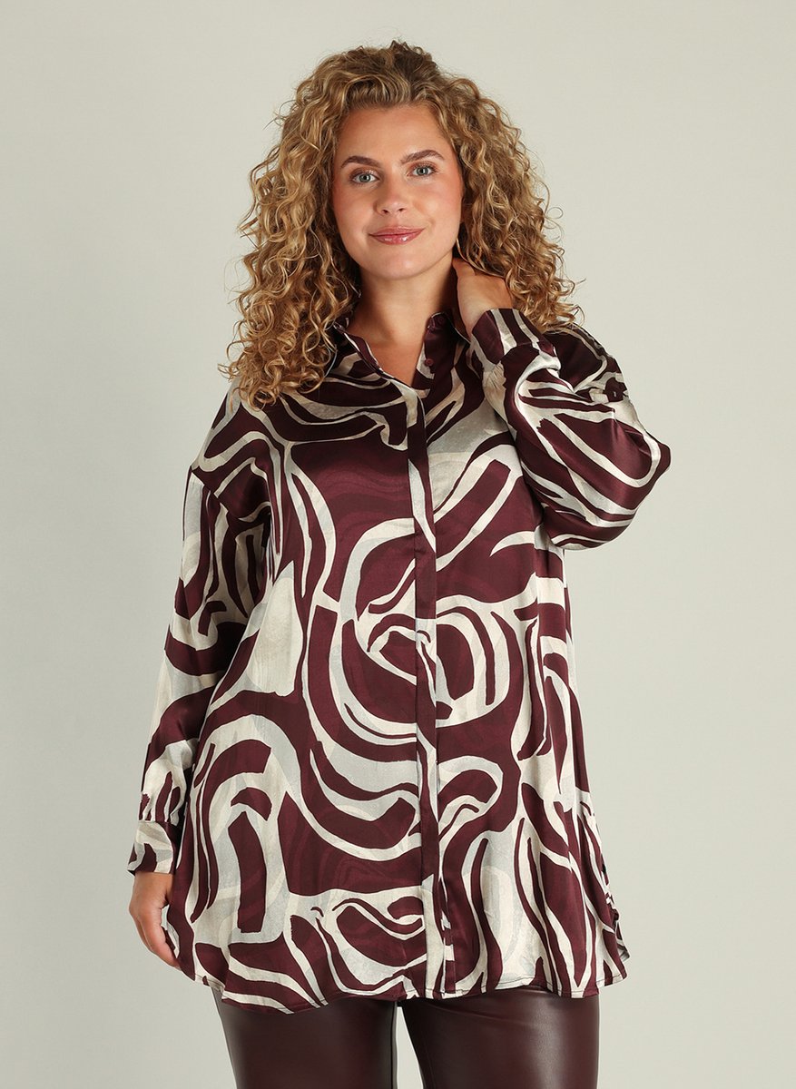 YEST CURVE Satu Essential Tops - Dark Bordeaux/Multi - maat 2(50)