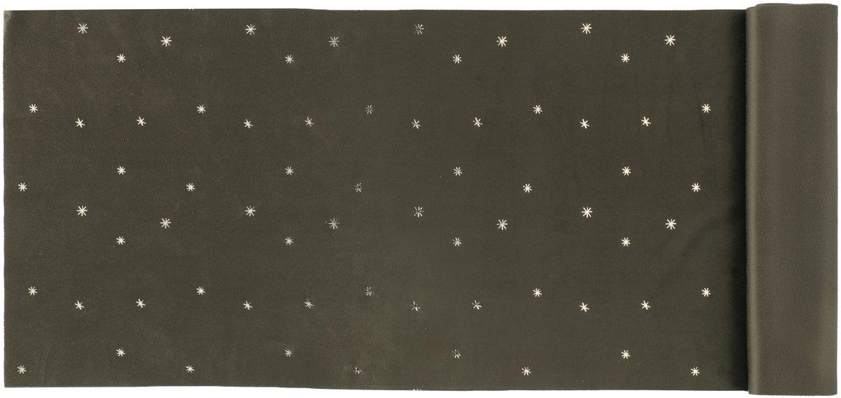 Velours tafelloper, 35 x 100 cm, met gouden sterretjes