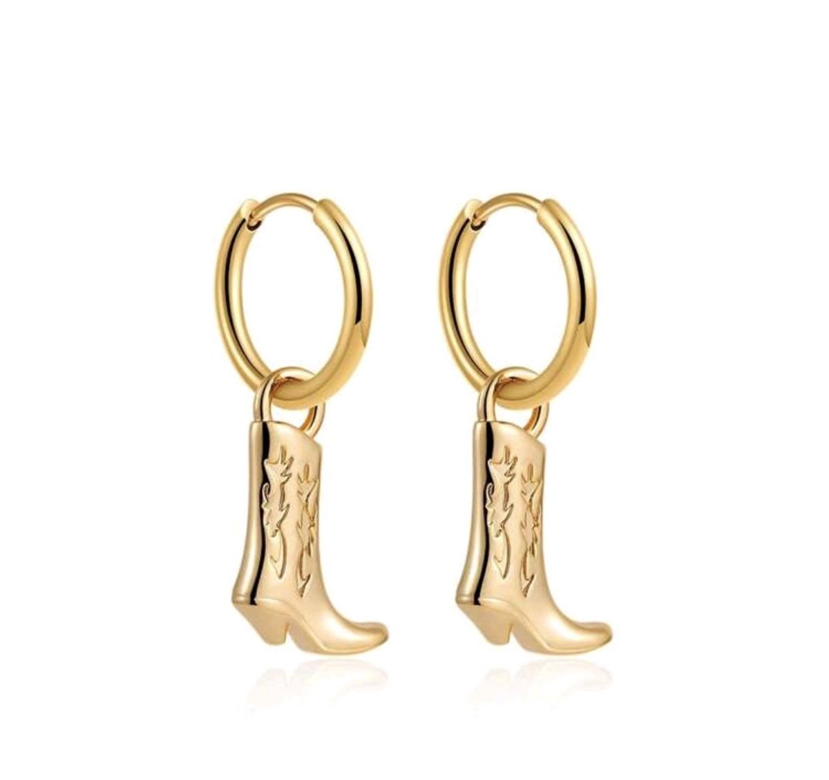 Oorbellen Cowboylaars- Meisjes Oorbellen Cowboyslaarsjes- Goudkleurig- Stainless Steel- Kinderoorbellen- LiLaLove