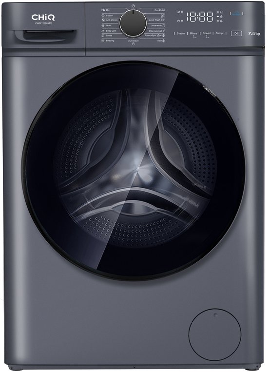 CHiQ CW07123863AX - Wasmachine - 7 KG - Space Pro - 16 programma's - AI Smart - Stoomwassen & Quick Wash - 12 jaar garantie op motor - Energieklasse A - 2025 Nieuw