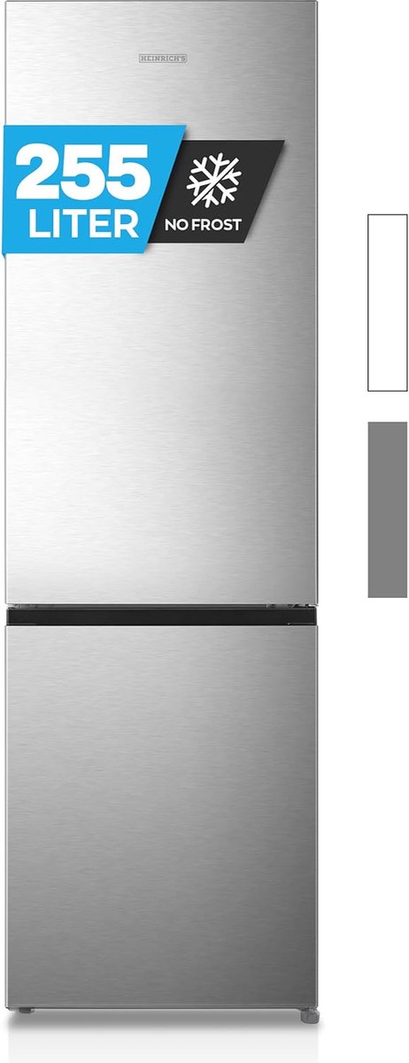 Heinrich´s HKS 3094 Koel- en vriescombinatie 255 liter - No Frost - XXL - koelvolume 188 l, vriesvak 67 l - stil 40 dB - energieklasse E - inox