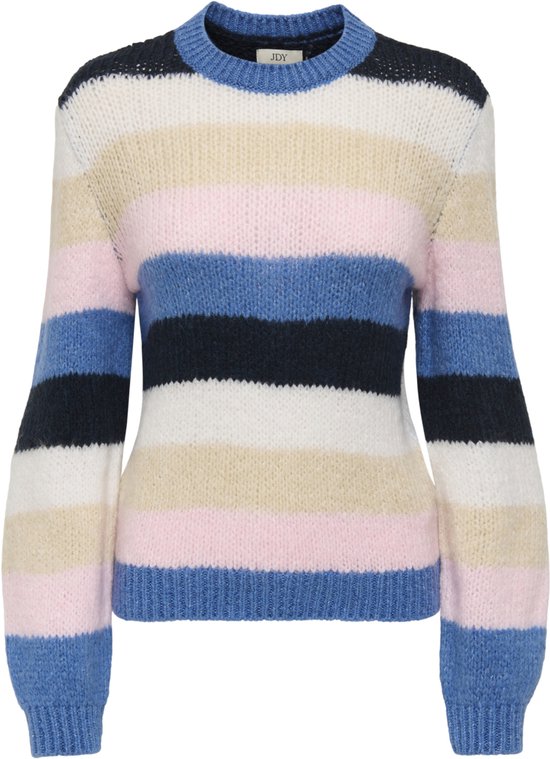 Pull Jacqueline de Yong Jdydinea manches longues col rond rayé 15271274 Ebb And Flow/total Eclipse/cd/ Tapioca/chalk Taille femme - M