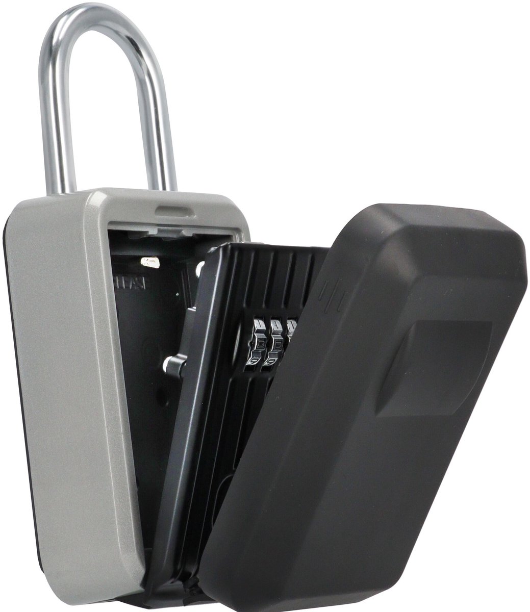 Brihard sleutelkluis - waterdichte sleutelbox met 4-cijferige combinatie - voor binnen en buiten - zilver en zwart - inclusief bevestigingsmateriaal