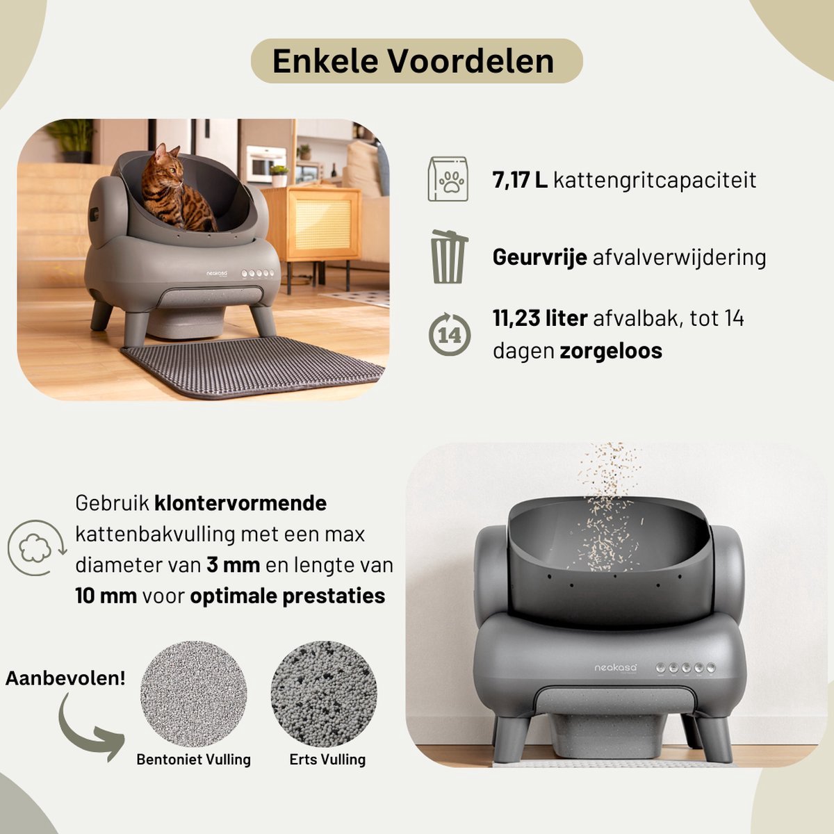 Neakasa M1 - Automatische Zelfreinigende Kattenbak voor 3 Katten thumbnail 4