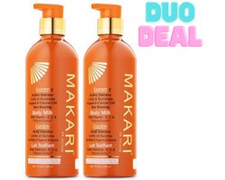 DUO DEAL 2 X 500ML Makari Extreme Verhelderende Bodylotion met Argan- & Wortelolie – Tegen Pigmentvlekken – Met Vitamine C & E – Hydraterend & Egaliserend – Voor Alle Huidtypen – Natuurlijke Ingrediënten