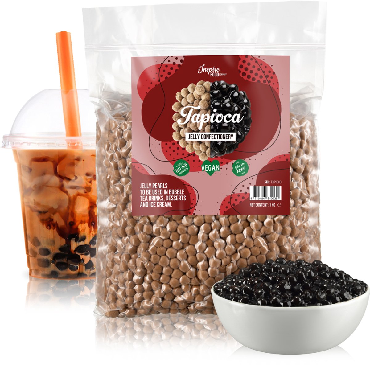 INSPIRE FOOD COMPANY - Bubble Tea Tapioca Parels- 1 KG - Makkelijk te bereiden, authentieke smaak
