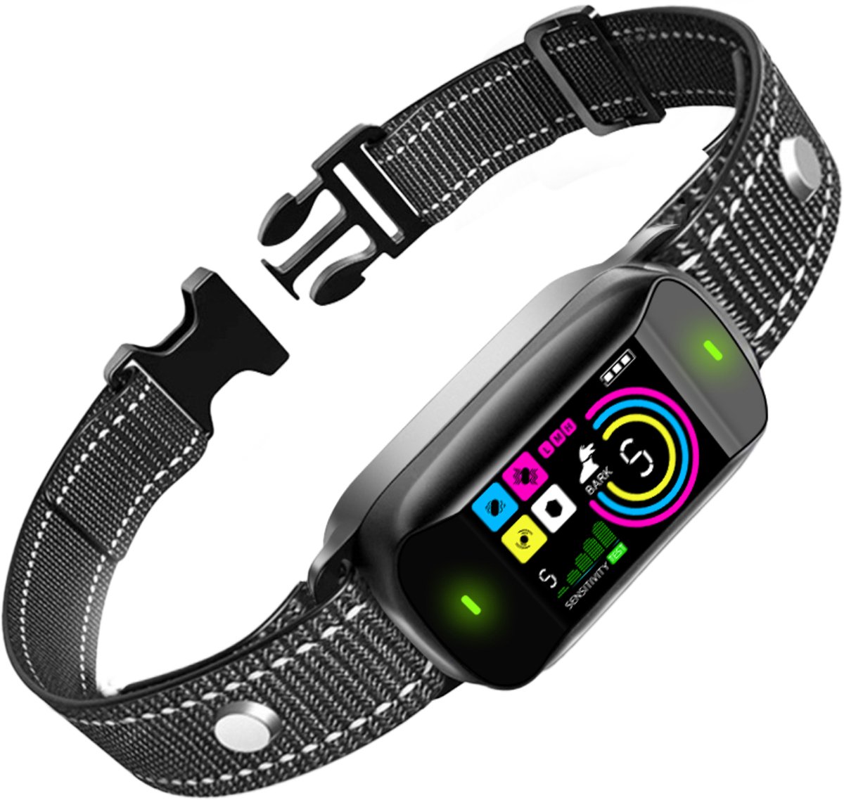 Gloovon® - Anti Blafband met LCD Scherm - Zonder Schok - Magnetisch Oplaadbaar - Trainingshalsband voor Honden - Voor Kleine en Grote Honden - Correctie Halsband met Vibratie & Geluid