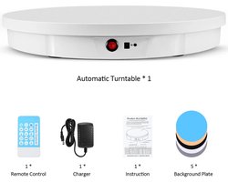 Hennova Draaiplateau - Draaischijf - Draaitafel - Elektrisch draaiplateau - Professioneel display - Fotografie - Afstandsbediening - Geluidsarm - Tot 100 kg - 360° Rotatie - 52 Cm - Wit