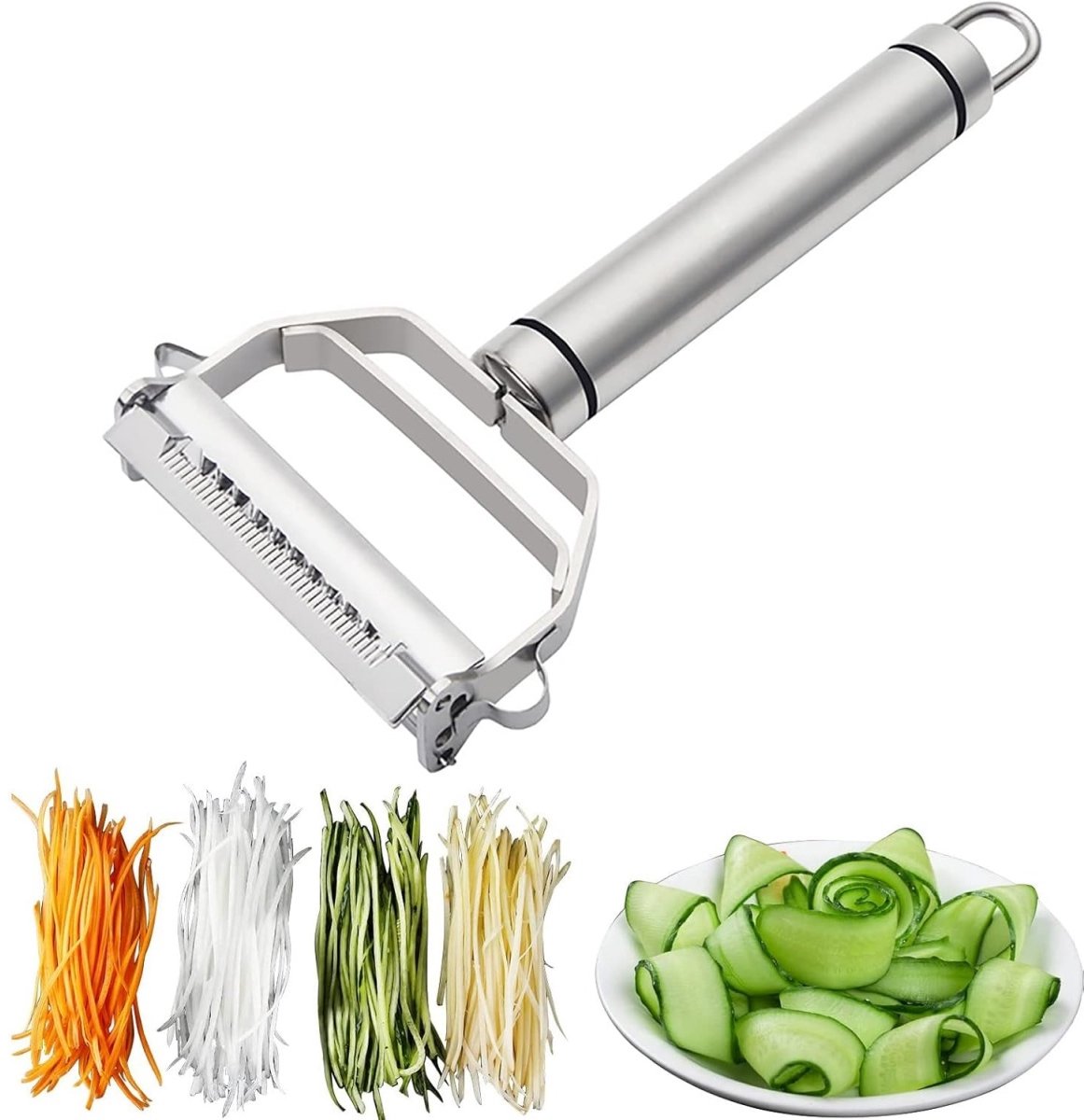EXCITAT Rasp - Groenterasp - Courgetterasp - Breed mes - Roestvrij staal - Eén stuk - Zilver