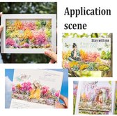 200 stuks vintage bloemenstickers, bloemen, 100 modellen
