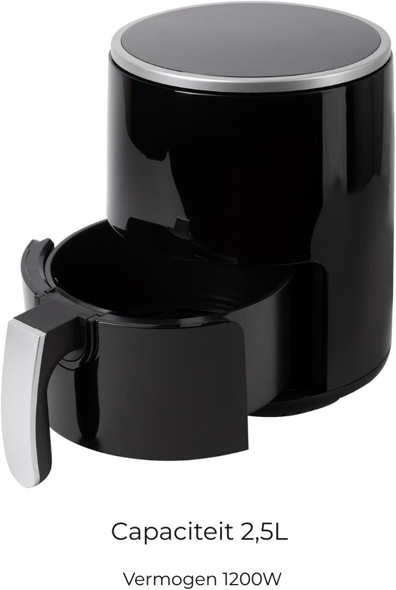 SCH® Mini airfryer - Airfryer - Airfryer klein - Zwart - 28cm x 22cm x 29cm