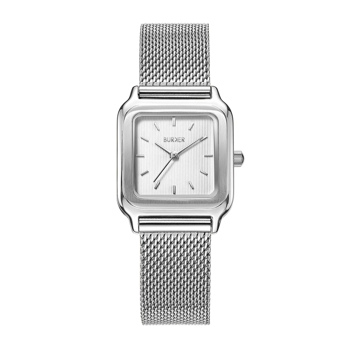 BURKER Macy Horloge Dames - Vierkant - Zilver Wit - Milanese Band - 26mm
