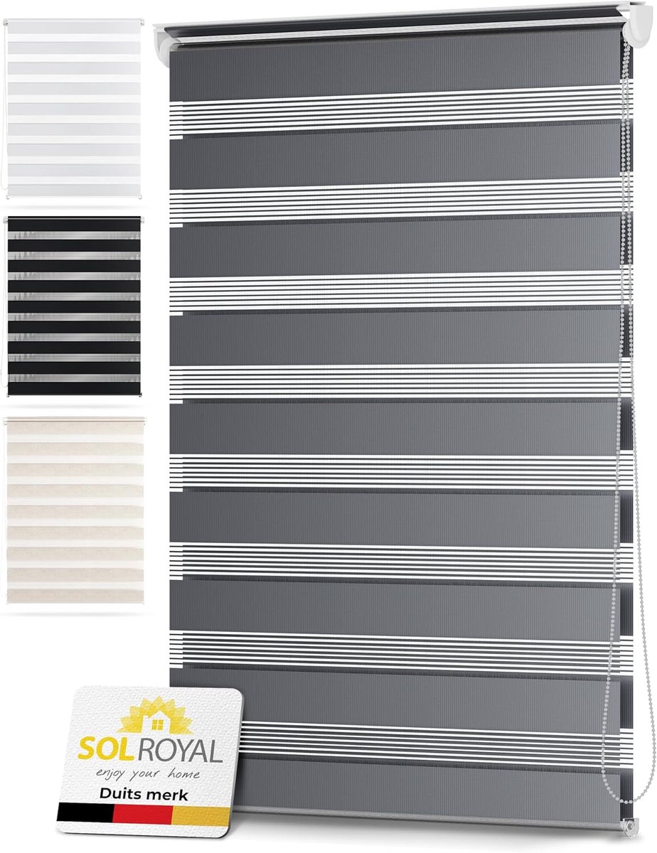 Sol Royal DL2 â€“ Rolgordijn Lichtdoorlatend 140x150 cm Licht grijs â€“ Duo Rolgordijn zonder Boren â€“ Klembevestiging