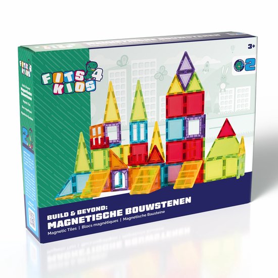 Fits4Kids® Magnetic Tiles - Build & Beyond - 66-delig - Magnetisch Speelgoed - Bouwstenen - Montessori - STEM Speelgoed - 3+ jaar