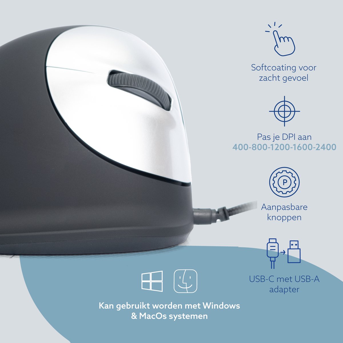 R-Go HE - Ergonomische Muis - Verticale Muis thumbnail 2