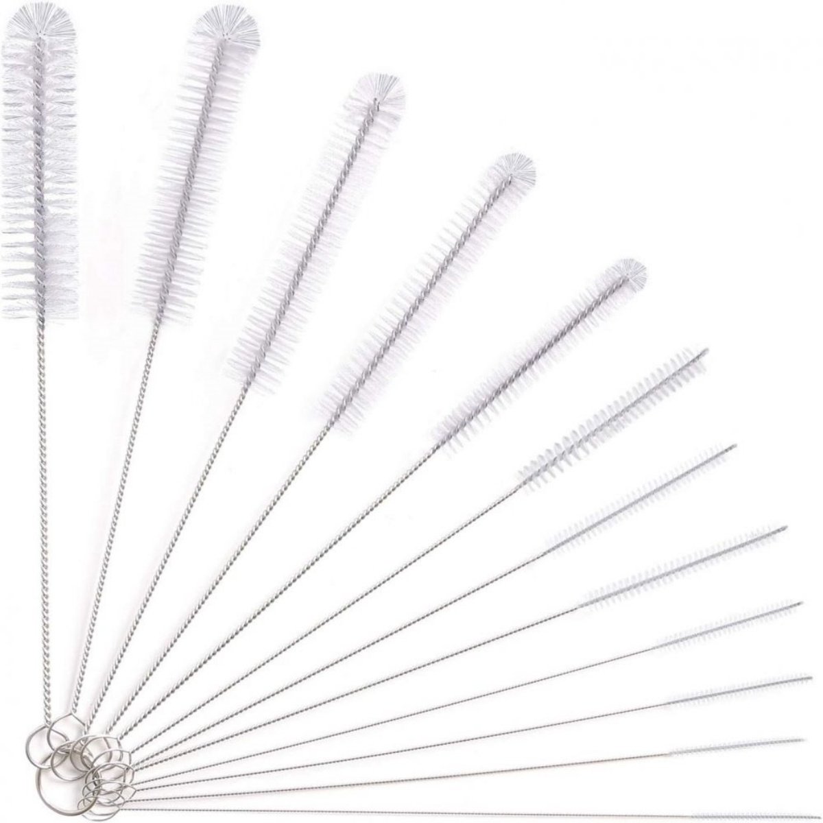 TOVBMUP Reinigingsborstels - 12 stuks - Lengte 21 cm - Flessenreinigingsborstels - Melkslangborstels - Geschikt voor theepotuitlopen, espressomachines, drinkrietjes - Nylon slangborstelset